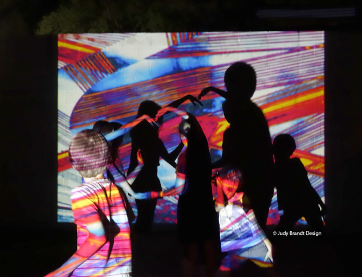 Great fun on NYE in Edinburgh Gardens, Fitzroy North with Projections by Judy Brandt